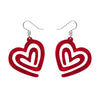 Heart Maze Ripple Drop Earrings - Red