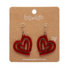 Heart Maze Ripple Drop Earrings - Red