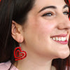 Heart Maze Ripple Drop Earrings - Red