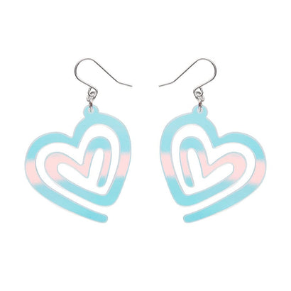 Heart Maze Drop Earrings - Iridescent  -  Erstwilder Essentials  -  Quirky Resin and Enamel Accessories