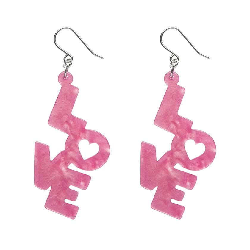 LOVE Ripple Drop Earrings - Pink  -  Erstwilder Essentials  -  Quirky Resin and Enamel Accessories