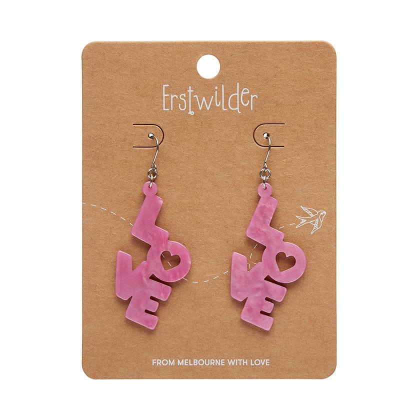 LOVE Ripple Drop Earrings - Pink  -  Erstwilder Essentials  -  Quirky Resin and Enamel Accessories