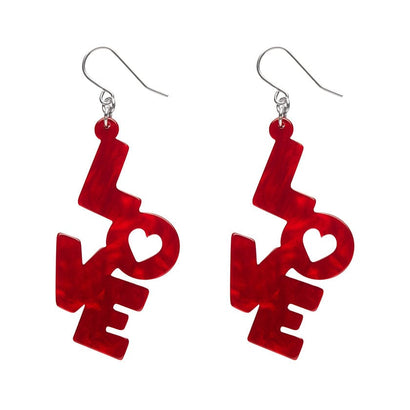 LOVE Ripple Drop Earrings - Red  -  Erstwilder Essentials  -  Quirky Resin and Enamel Accessories