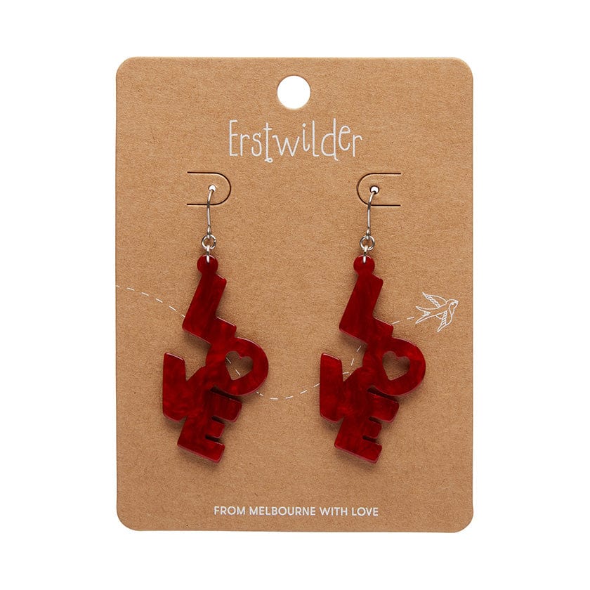 LOVE Ripple Drop Earrings - Red  -  Erstwilder Essentials  -  Quirky Resin and Enamel Accessories