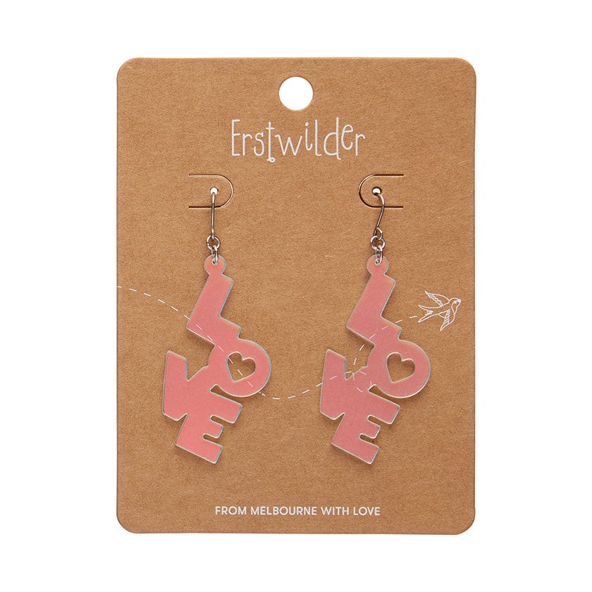 LOVE Drop Earrings - Iridescent  -  Erstwilder Essentials  -  Quirky Resin and Enamel Accessories