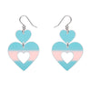 Double Heart Drop Earrings - Iridescent