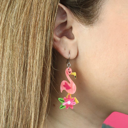 Let's Flamingle Drop Earrings  -  Erstwilder  -  Quirky Resin and Enamel Accessories