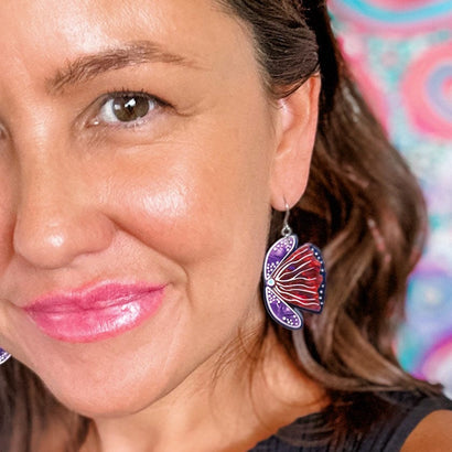 Fervent Feather Flower Drop Earrings  -  Erstwilder  -  Quirky Resin and Enamel Accessories