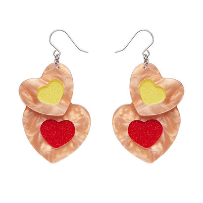 Lolly Heart Cookies Drop Earrings  -  Erstwilder  -  Quirky Resin and Enamel Accessories