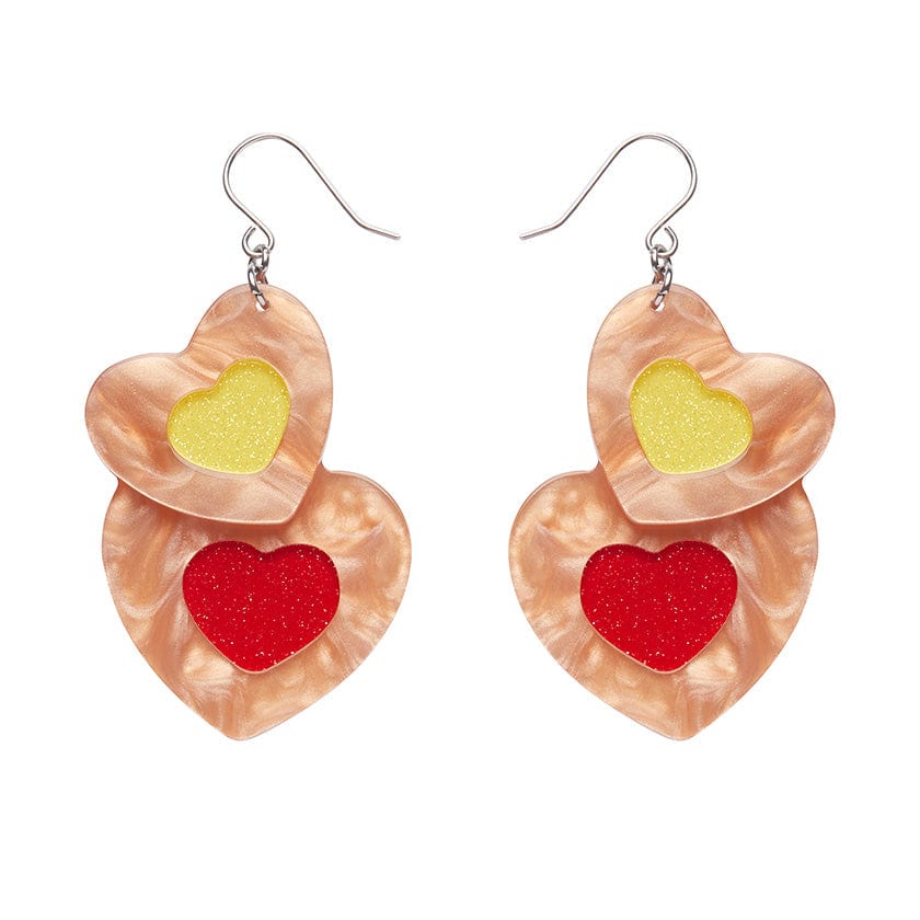 Lolly Heart Cookies Drop Earrings  -  Erstwilder  -  Quirky Resin and Enamel Accessories