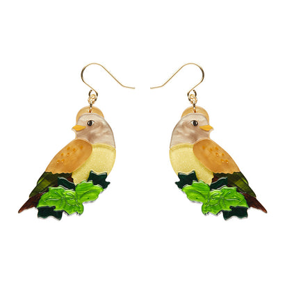 Wondrous Warbler Drop Earrings  -  Erstwilder  -  Quirky Resin and Enamel Accessories