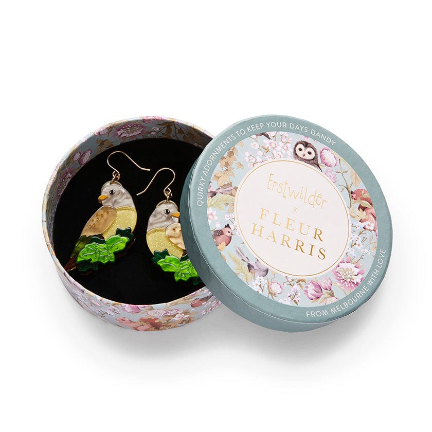 Wondrous Warbler Drop Earrings  -  Erstwilder  -  Quirky Resin and Enamel Accessories