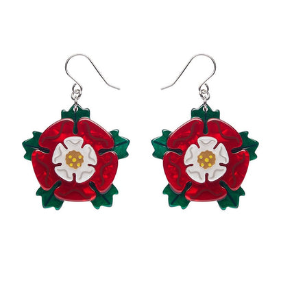 Tudor Rose Drop Earrings  -  Erstwilder  -  Quirky Resin and Enamel Accessories