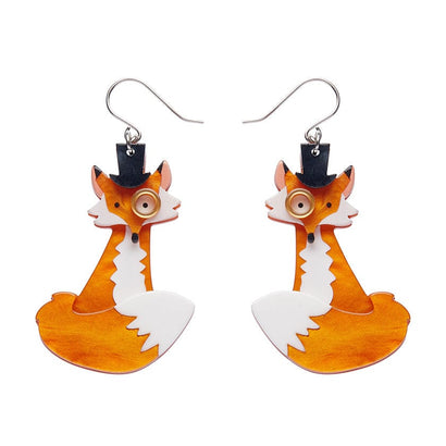 Felix the Fox Drop Earrings  -  Erstwilder  -  Quirky Resin and Enamel Accessories