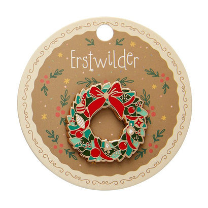 Evergreen Wreath Enamel Pin  -  Erstwilder  -  Quirky Resin and Enamel Accessories