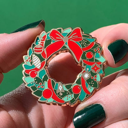 Evergreen Wreath Enamel Pin  -  Erstwilder  -  Quirky Resin and Enamel Accessories