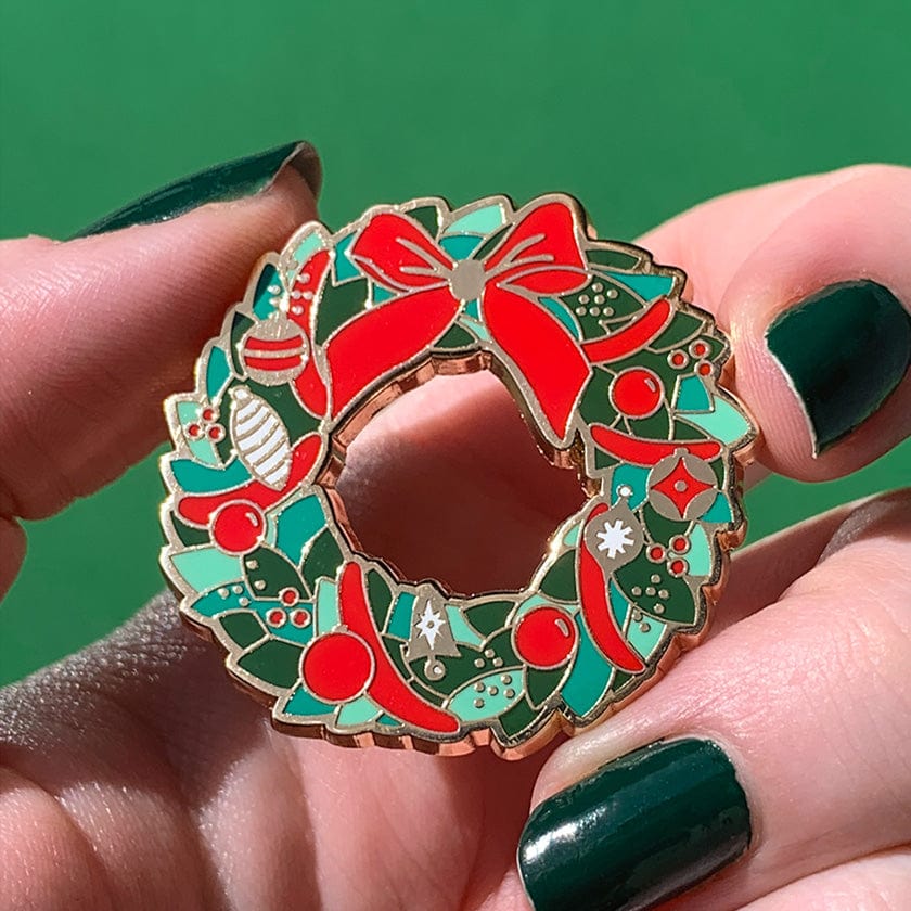 Evergreen Wreath Enamel Pin  -  Erstwilder  -  Quirky Resin and Enamel Accessories