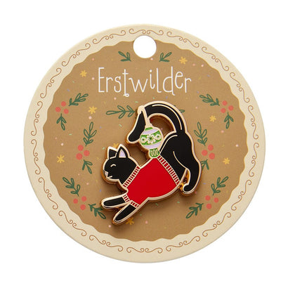 Feline Festive Enamel Pin  -  Erstwilder  -  Quirky Resin and Enamel Accessories