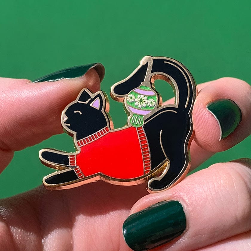 Feline Festive Enamel Pin  -  Erstwilder  -  Quirky Resin and Enamel Accessories