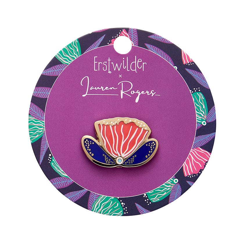 Fervent Feather Flower Enamel Pin  -  Erstwilder  -  Quirky Resin and Enamel Accessories