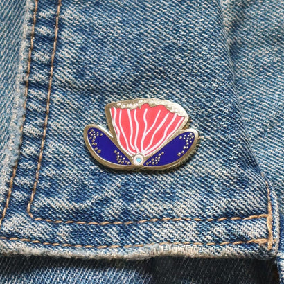 Fervent Feather Flower Enamel Pin  -  Erstwilder  -  Quirky Resin and Enamel Accessories