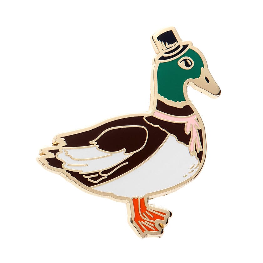 Well-Dressed Duck Enamel Pin  -  Erstwilder  -  Quirky Resin and Enamel Accessories