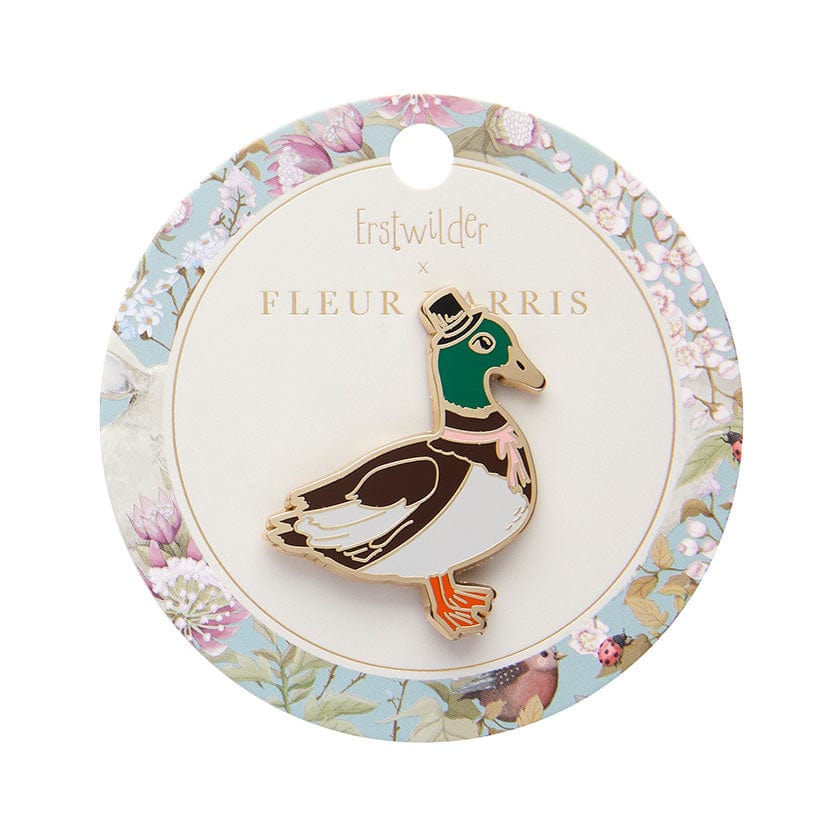 Well-Dressed Duck Enamel Pin  -  Erstwilder  -  Quirky Resin and Enamel Accessories