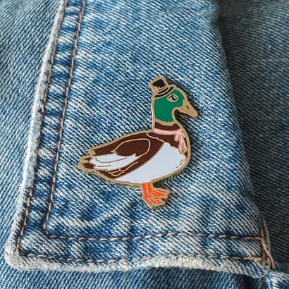 Well-Dressed Duck Enamel Pin  -  Erstwilder  -  Quirky Resin and Enamel Accessories