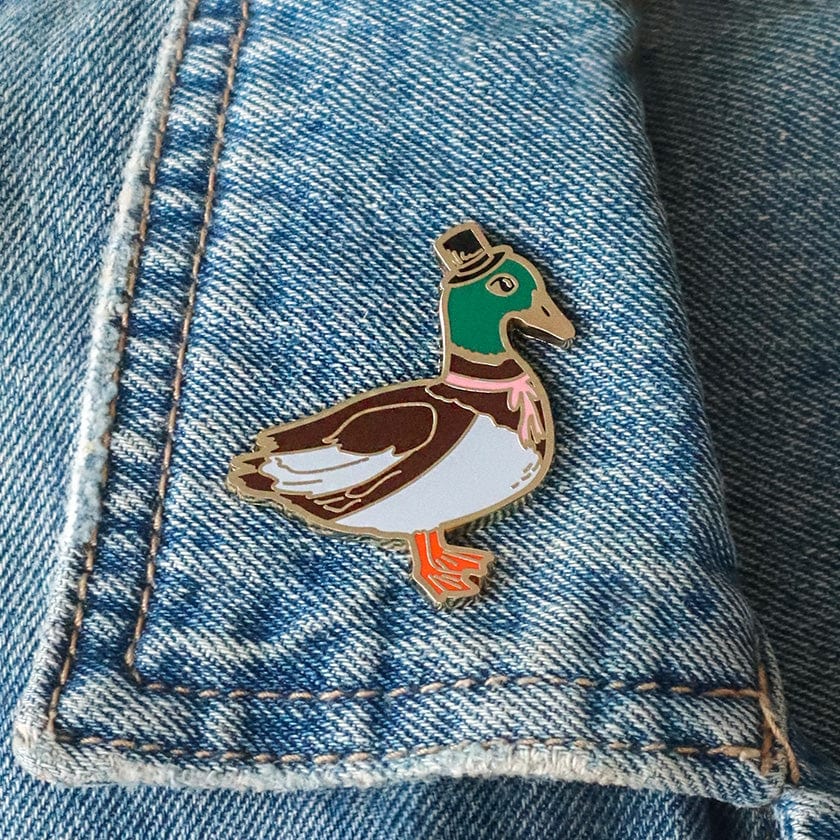 Well-Dressed Duck Enamel Pin  -  Erstwilder  -  Quirky Resin and Enamel Accessories