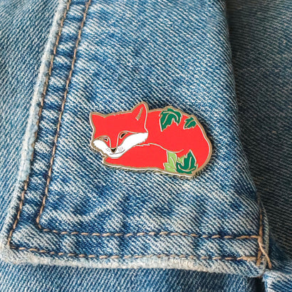 Snoozing Fox Enamel Pin  -  Erstwilder  -  Quirky Resin and Enamel Accessories