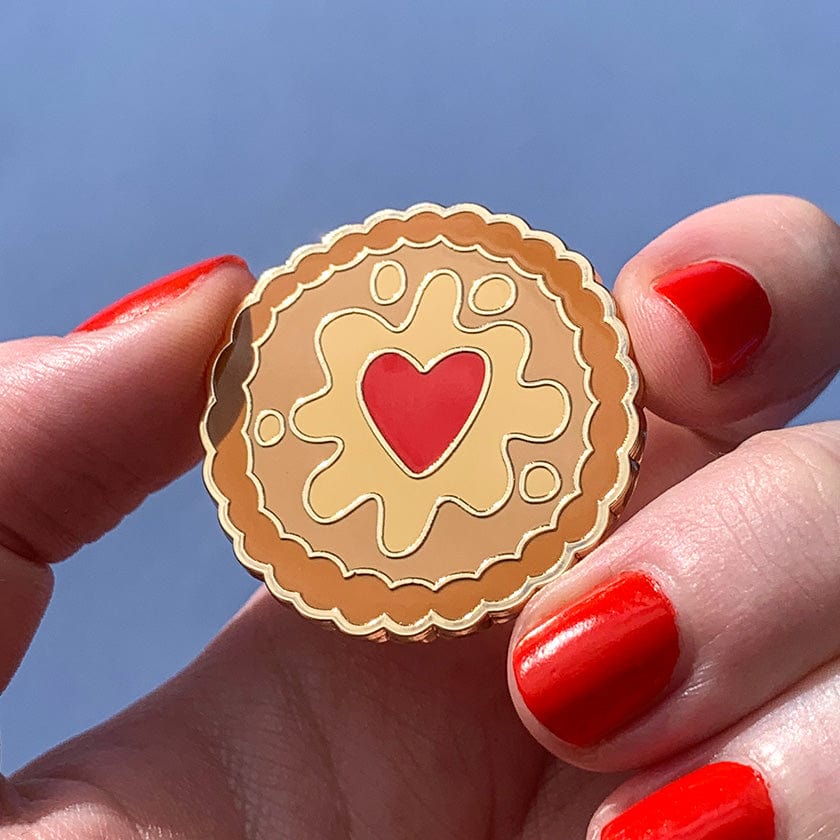 Jammie Dodger Enamel Pin  -  Erstwilder  -  Quirky Resin and Enamel Accessories