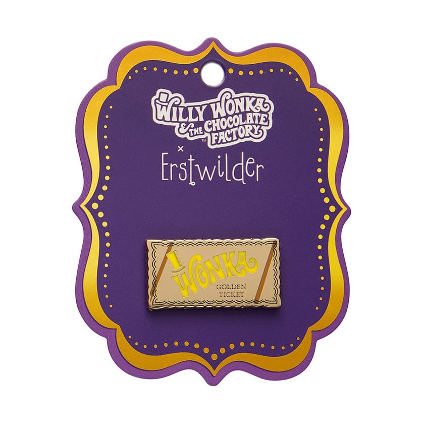 Golden Ticket Enamel Pin  -  Erstwilder  -  Quirky Resin and Enamel Accessories