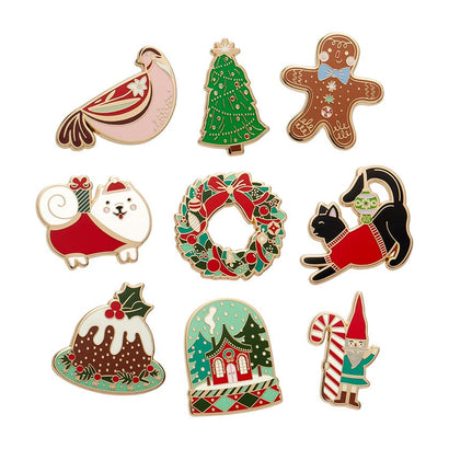 Merry Kitschmas Enamel Pin Pack - 9 Piece  -  Erstwilder  -  Quirky Resin and Enamel Accessories