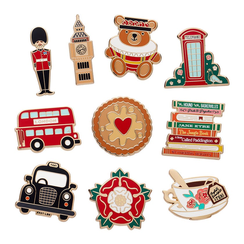 London Calling Enamel Pin Pack - 10 Piece  -  Erstwilder  -  Quirky Resin and Enamel Accessories