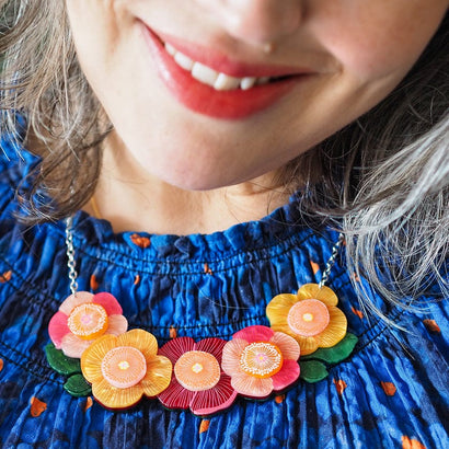 Pretty Poppies Necklace  -  Erstwilder  -  Quirky Resin and Enamel Accessories