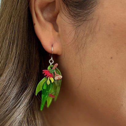 Red Gum Blossom Drop Earrings  -  Erstwilder  -  Quirky Resin and Enamel Accessories