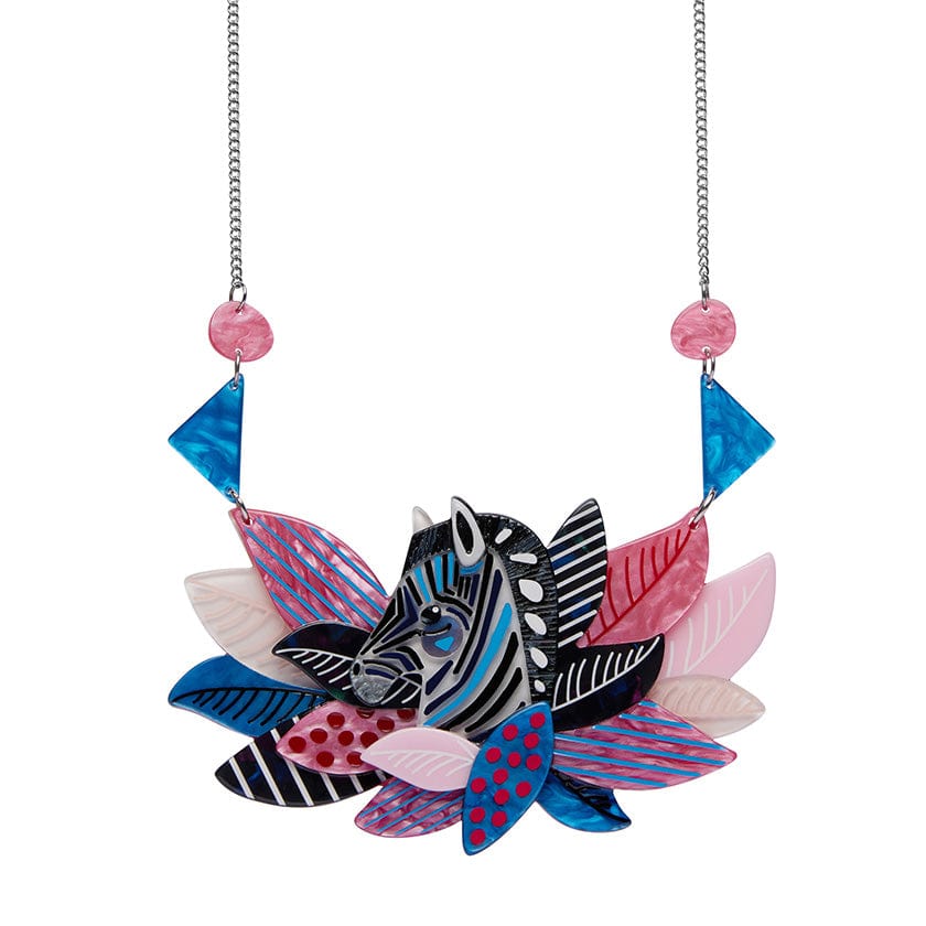 The Zealous Zebra Necklace (IMPERFECT)  -  Erstwilder  -  Quirky Resin and Enamel Accessories