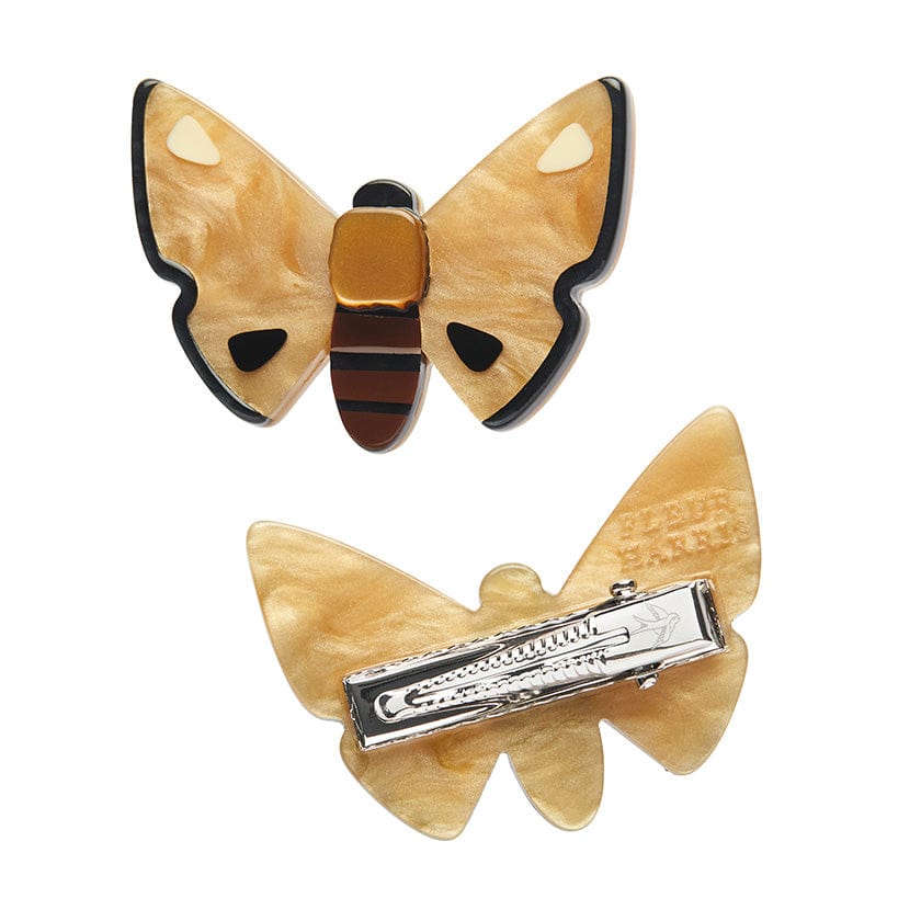 Forest Moth Hair Clips Set - 2 Pieces  -  Erstwilder  -  Quirky Resin and Enamel Accessories