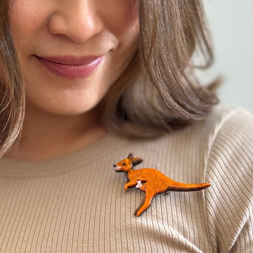 Joy the Kangaroo Brooch  -  Erstwilder  -  Quirky Resin and Enamel Accessories