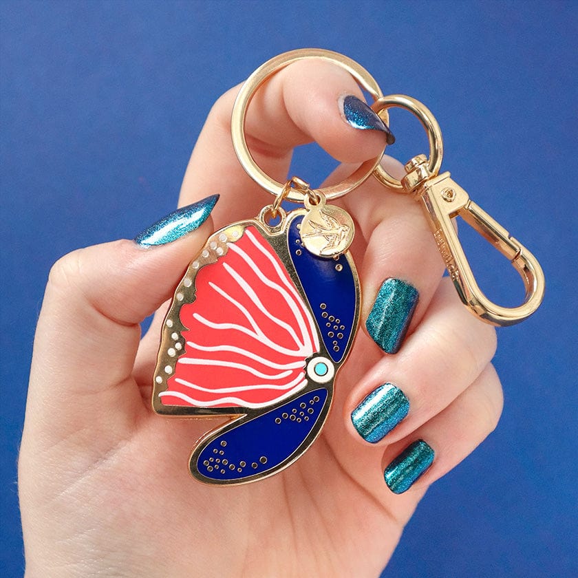 Fervent Feather Flower Enamel Keyring  -  Erstwilder  -  Quirky Resin and Enamel Accessories