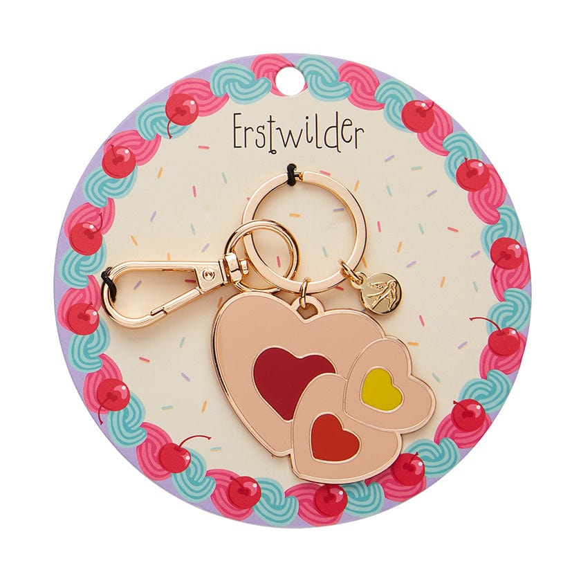 Lolly Heart Cookies Key Ring  -  Erstwilder  -  Quirky Resin and Enamel Accessories