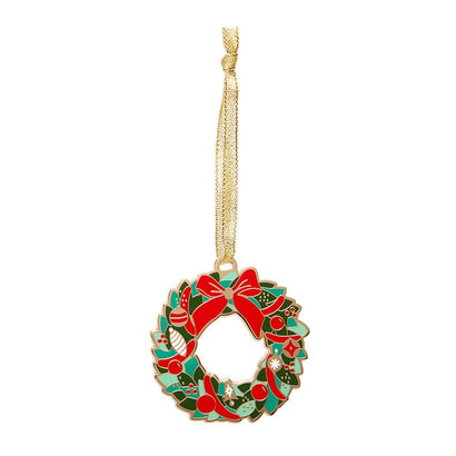 Evergreen Wreath Enamel Tree Ornament  -  Erstwilder  -  Quirky Resin and Enamel Accessories