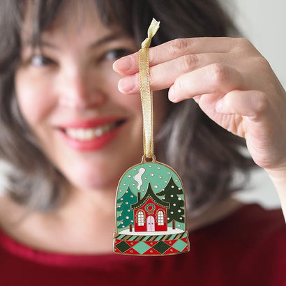 Seasonal Snow Globe Enamel Tree Ornament  -  Erstwilder  -  Quirky Resin and Enamel Accessories