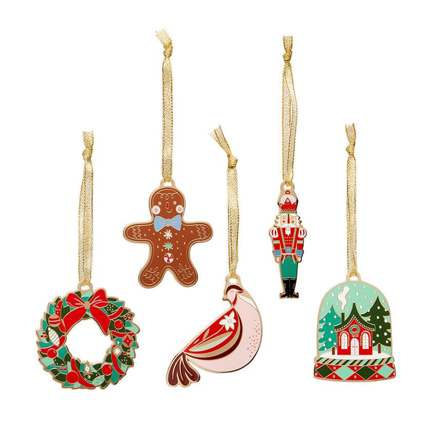 Merry Kitschmas Enamel Ornament Pack - 5 pieces  -  Erstwilder  -  Quirky Resin and Enamel Accessories