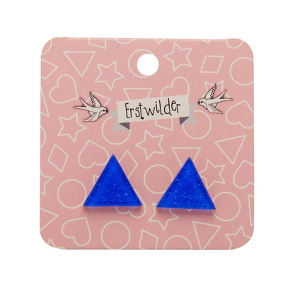 Erstwilder Essentials Triangle Glitter Resin Stud Earrings - Dark Blue EE0001-SG3100