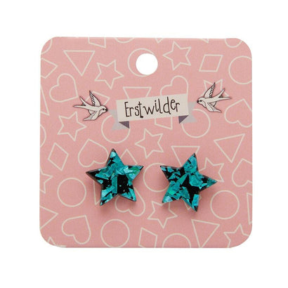 Erstwilder Essentials Star Chunky Glitter Resin Stud Earrings - Teal EE0002-CG4400