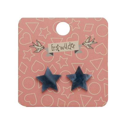 Erstwilder Essentials Star Marble Resin Stud Earrings - Blue Grey EE0002-MA3071