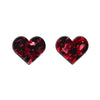 Heart Chunky Glitter Resin Stud Earrings - Red