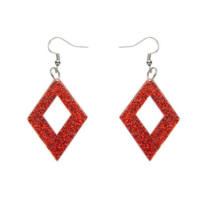 Erstwilder Essentials Diamond Glitter Resin Drop Earrings - Red EE1003-SG1000