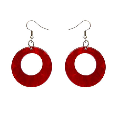 Erstwilder Essentials Circle Ripple Resin Drop Earrings -Red EE1004-RI1000